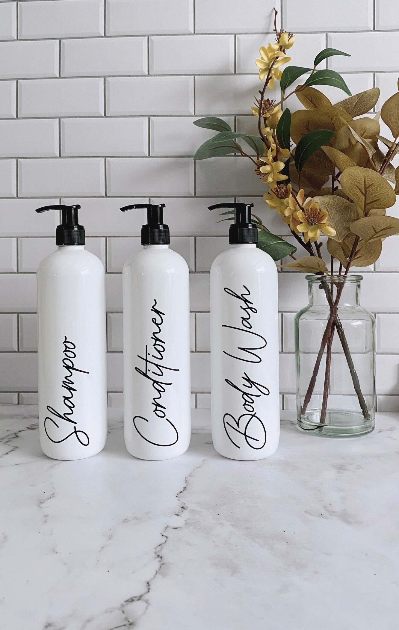 Pump sale shampoo bottles