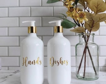 Customised 500ml Hands, Dishes, Hand Sanitiser, Personalised For You Pump Bottles Gold or Black Available.