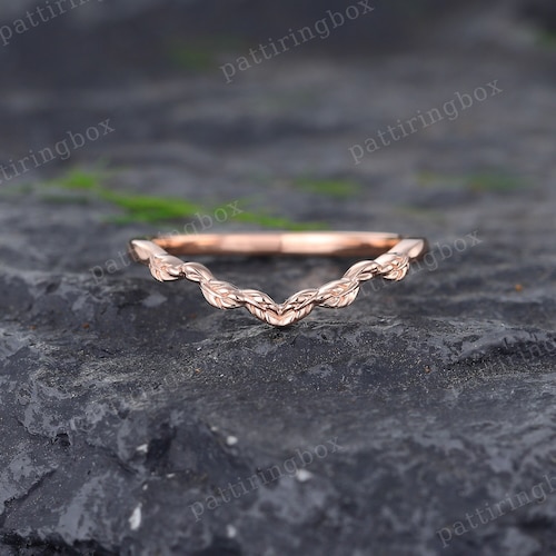 Plain Gold Curved Wedding Band Leaf Branch Wedding Ring Etsy