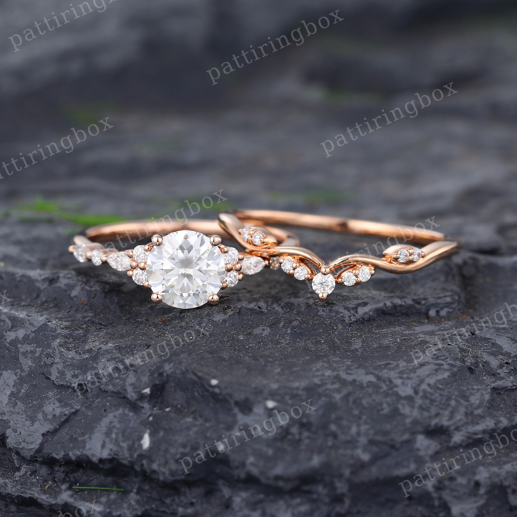 Wedding ring deals sets etsy