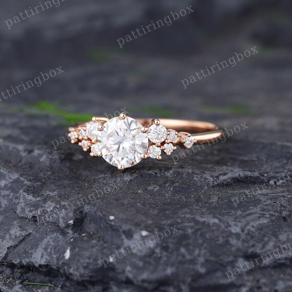 Vintage rose gold moissanite engagement ring deals