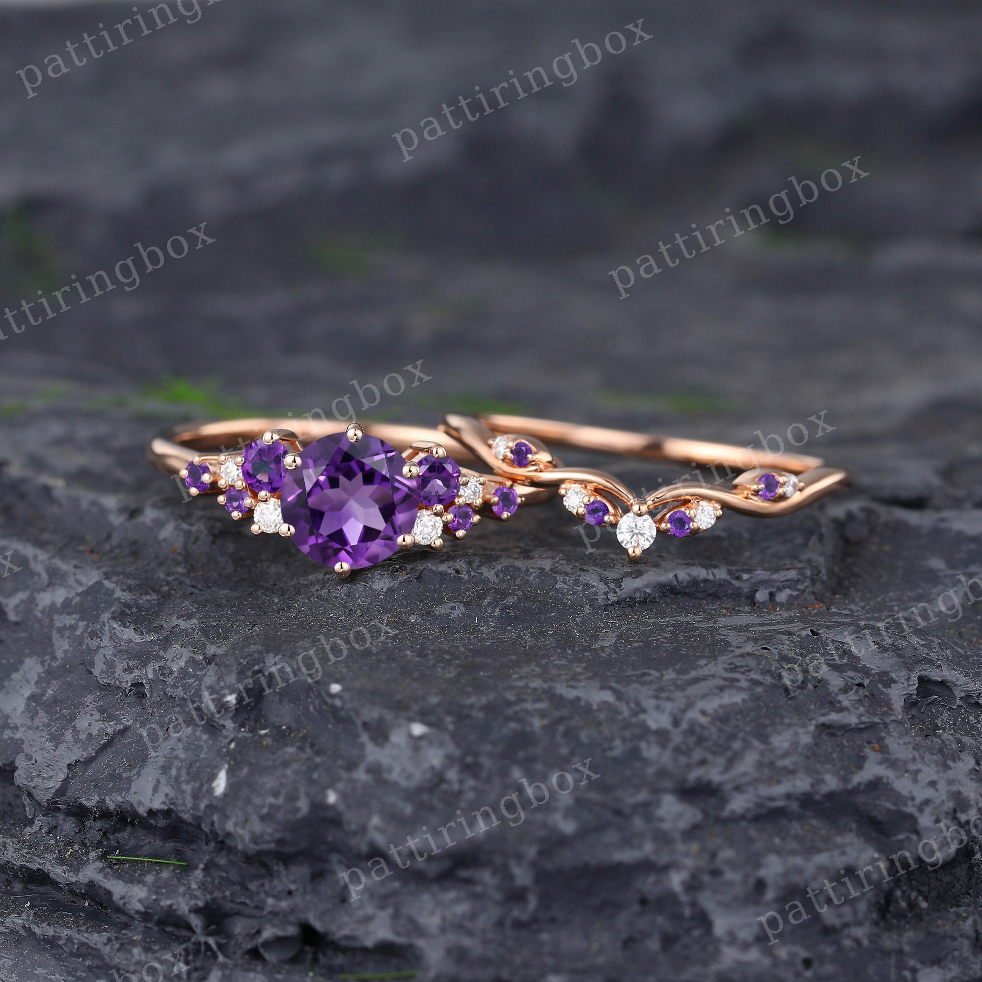 Black and purple engagement rings deals