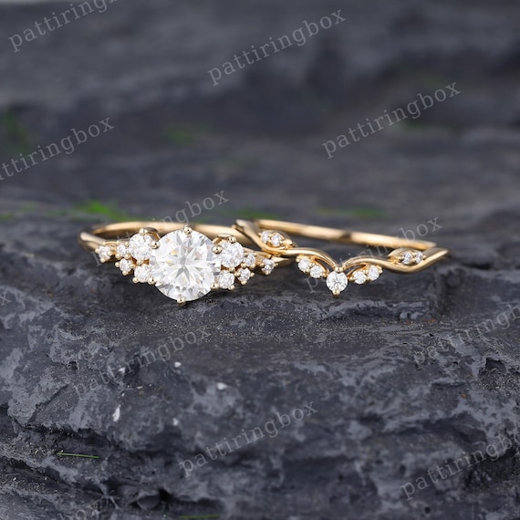 Yellow gold moissanite engagement rings deals