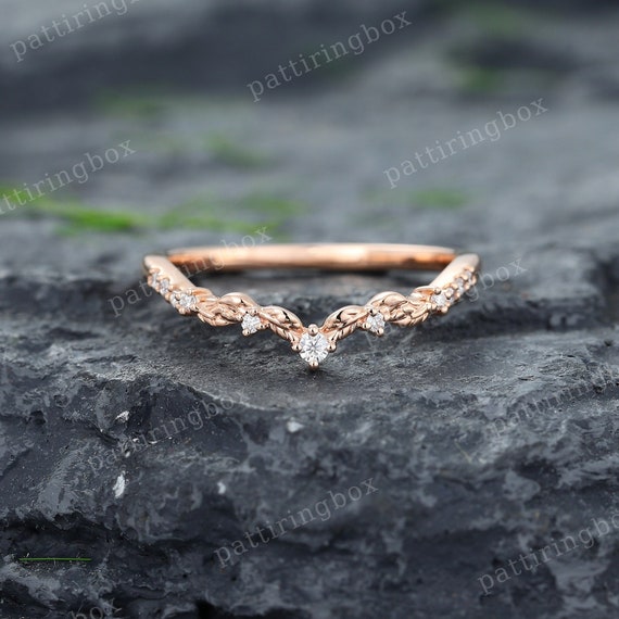 1.25 Carat Art Deco Round Cut Moissanite Engagement Ring Moissanite Wedding  Band Rose Gold