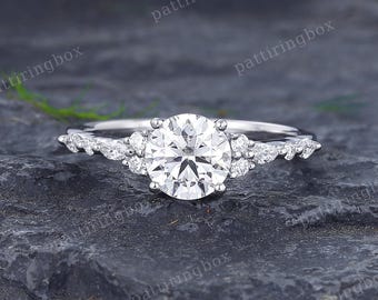 1CT Lab Grown Diamond engagement ring Vintage White Gold Marquise cut IGI certified diamond ring Unique Bridal Anniversary Promise ring