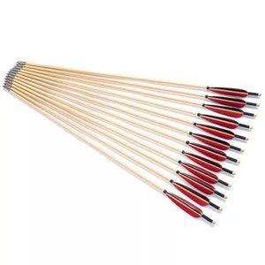 Handmade Wooden Arrows for Archery Longbow Shooting