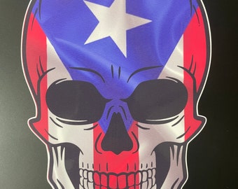 Puerto Rico flag skull bumper sticker decal