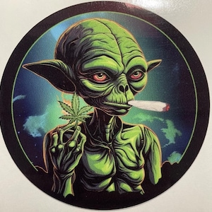 Lil Doggie Meme Funny Vinyl Decal Sticker Weed Pot Smoke Joint Alien UFO hash cannabis marijuana