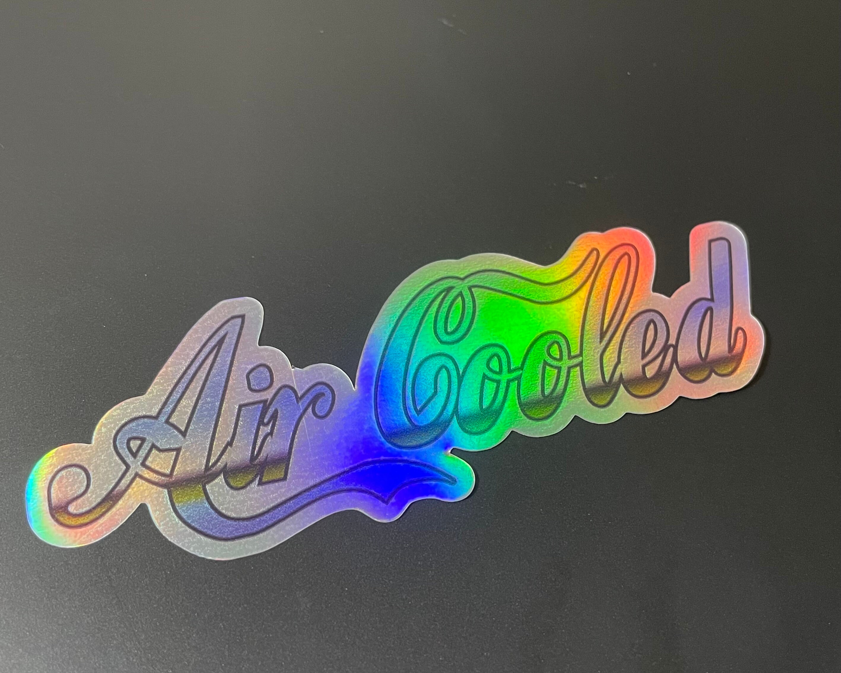 Retro style holographic aircooled veedub beetle decal bumper sticker bug bus square back Gia