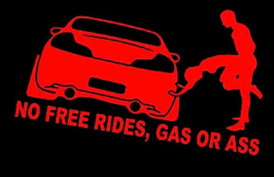 thumbnail image 2 of Warning Gas Grass Or Ass No Free Rides Window Decal Sticker – Printed & Laminated, Glossy, Tagzs 2 of 5