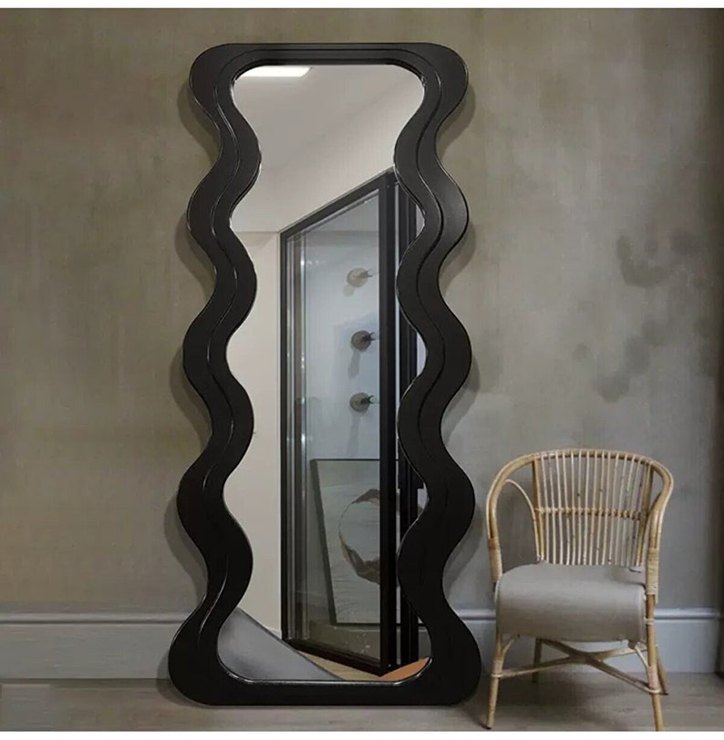 Curvy Full Length Floor Mirror Curved Large Size Bedroom Etsy