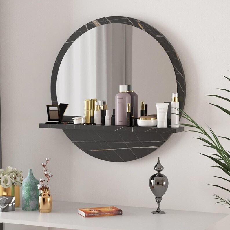 Large Round Mirror With Shelf Circle Mirror for Wall Etsy