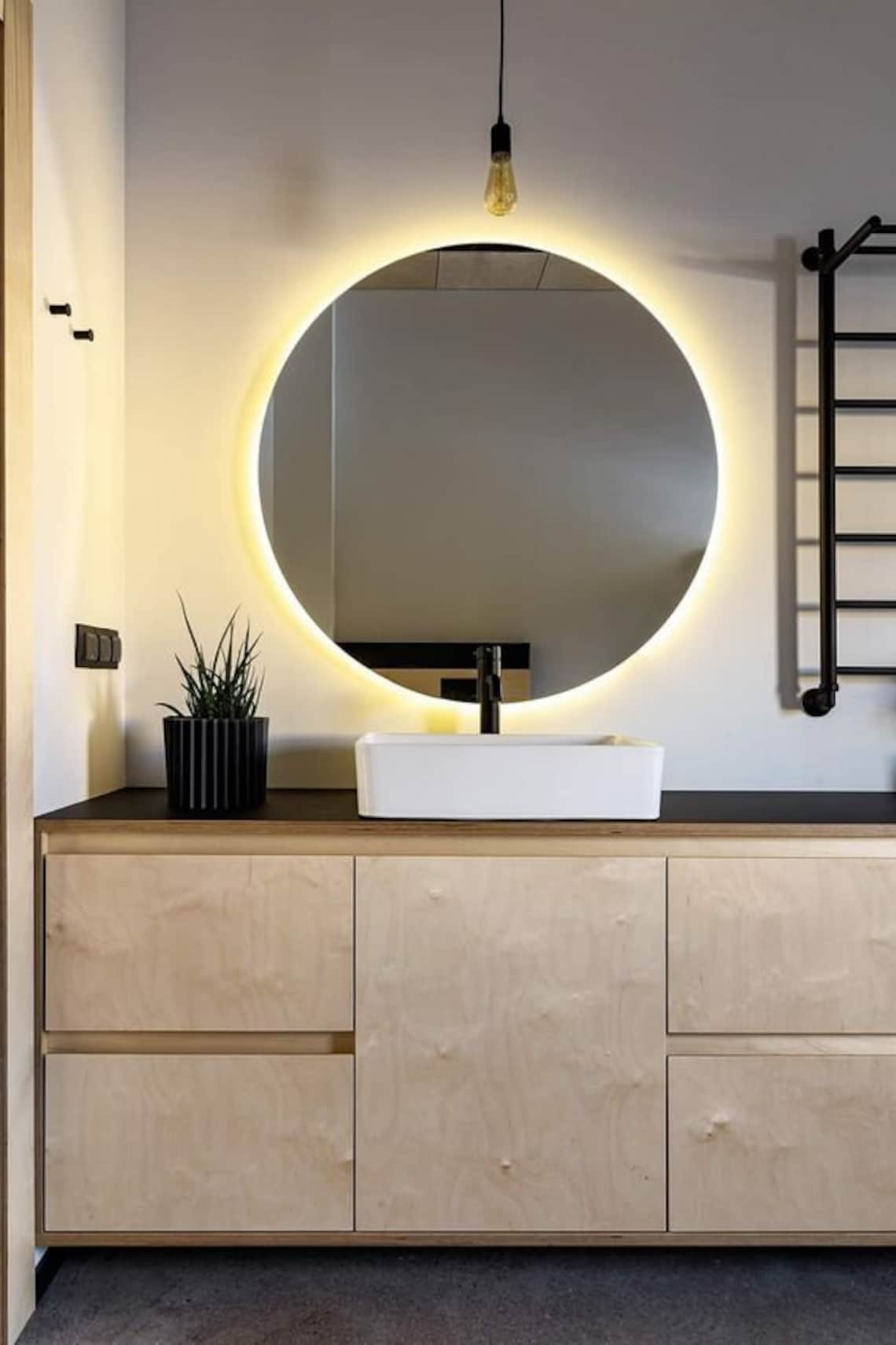 Led Round Bathroom Mirror Illuminated Circle Bathroom Mirror Etsy