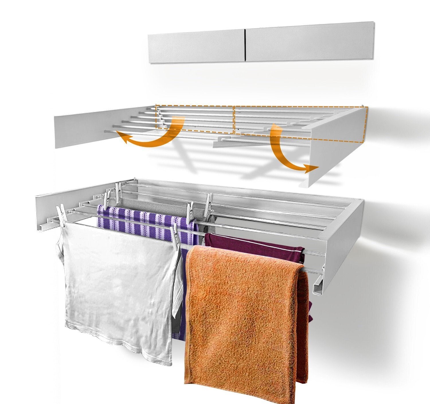 STEP UP 40 Indoor/Outdoor White Retractable Wall Mount Drying Rack