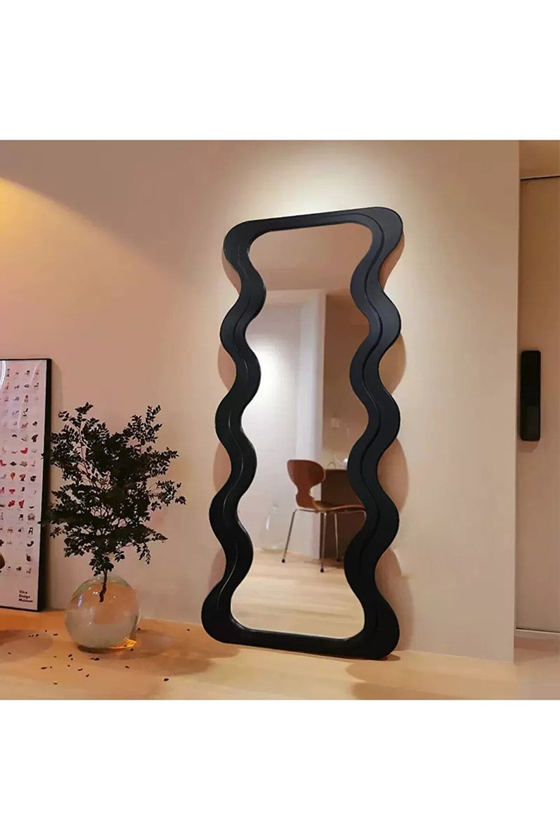 Curvy Full Length Floor Mirror Curved Large Size Bedroom Etsy