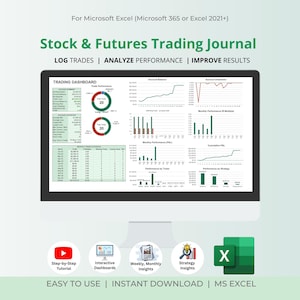 Stock & Futures Trading Journal: Excel Spreadsheet, Trade Analysis (Digital Download)