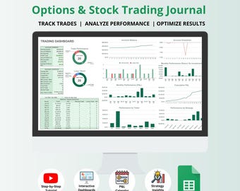 Options & Stocks Trading Journal: Google Sheets Dashboard (Digital Download)