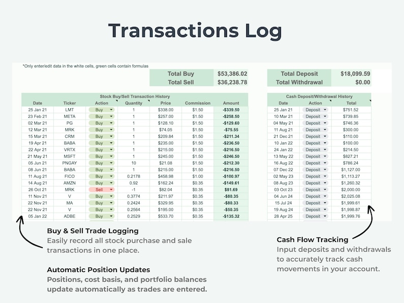 Stock Investment Portfolio Tracker | Google Sheets - Etsy