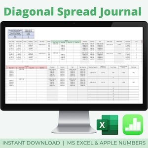 Diagonal/Calendar Spread Trade Journal + Profit Calculator (Excel & Numbers Spreadsheets)