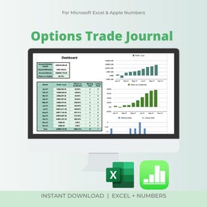 Options Trading Journal + Trade Analysis Chart (Excel & Numbers Spreadsheet )