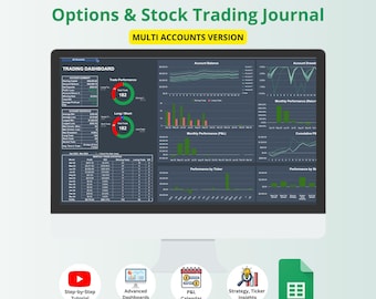 Dark Options & Stock Trading Journal: Multi-Account Dashboard (Google Sheets)