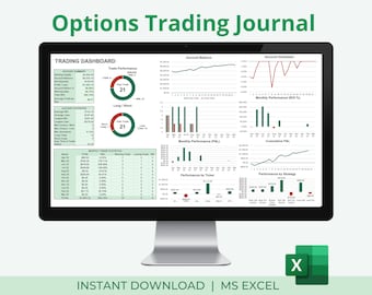 Journal de négociation d&#39;options | Tableau de bord de trading | Graphique d&#39;analyse commerciale | Rapport de trading mensuel | Excel