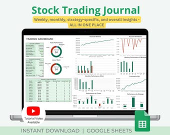 Journal des opérations boursières | Rapport mensuel | Tableau de bord de performance stratégique | Tableau de bord de trading | Feuilles de calcul Google