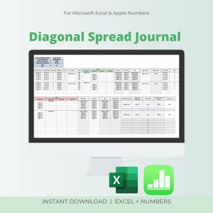 Diagonal/Calendar Spread Trade Journal + Profit Calculator (Excel & Numbers Spreadsheets)