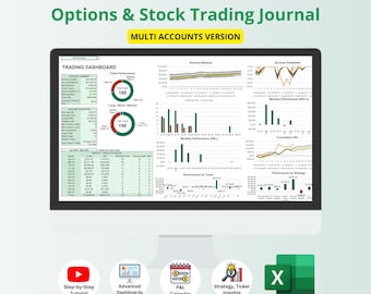 Options & Stock Trading Journal: Multi-Account Excel Dashboard (Digital Download)