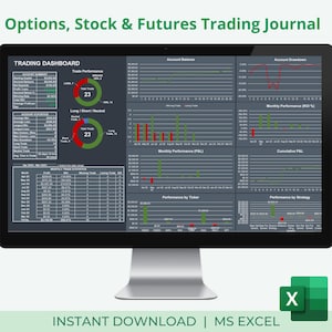 Dagboek voor donkere opties, aandelen en futures | Handelsdashboard | Handelsanalysegrafiek | Excel