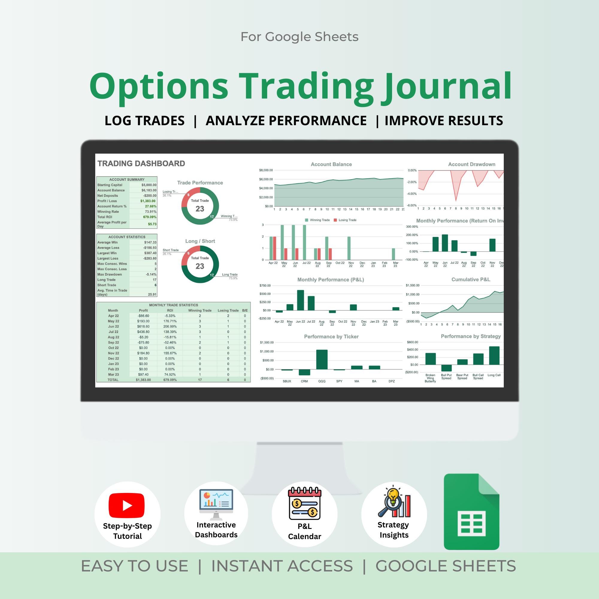 Google Sheets Trading Journal - Etsy