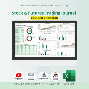 Giornale di trading multi-account su azioni e future / Dashboard di trading / Grafico di analisi delle negoziazioni / Foglio di calcolo Excel
