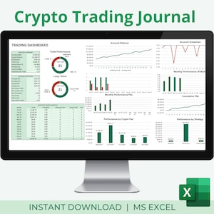 Crypto-handelsdagboek | Handelsdashboard | Handelsanalysegrafiek | Maandelijks handelsrapport | Excel
