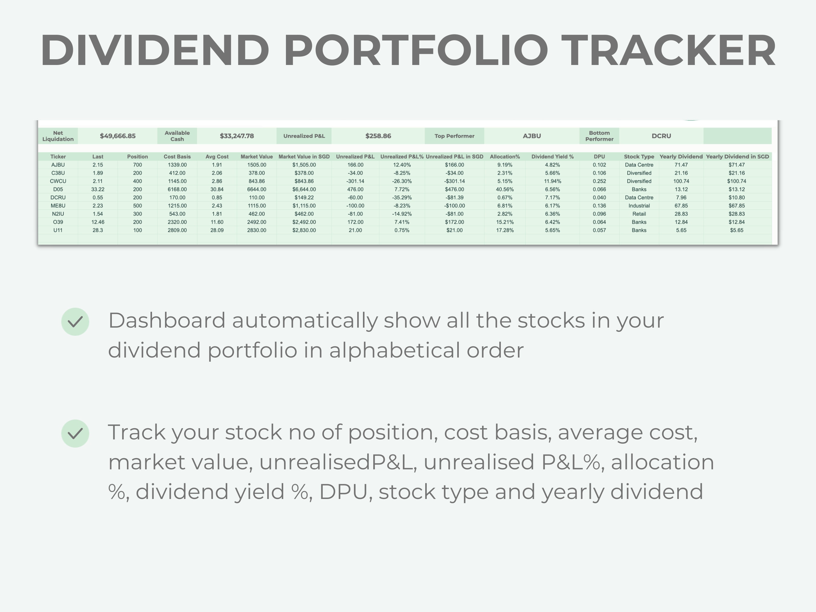 SG Dividend Portfolio Tracker - Etsy