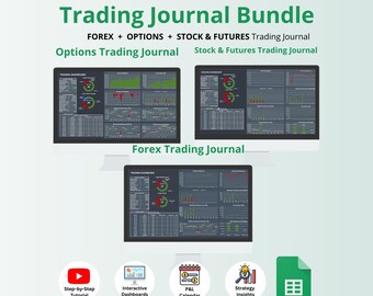 Dark Trading Journal-bundel: aandelen, futures, forex, opties (Google Spreadsheets)