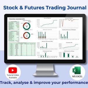 Dagboek voor aandelen en futures | Handelsdashboard | Handelsanalysegrafiek | Maandrapport | Calculator voor positiebepaling | Excel