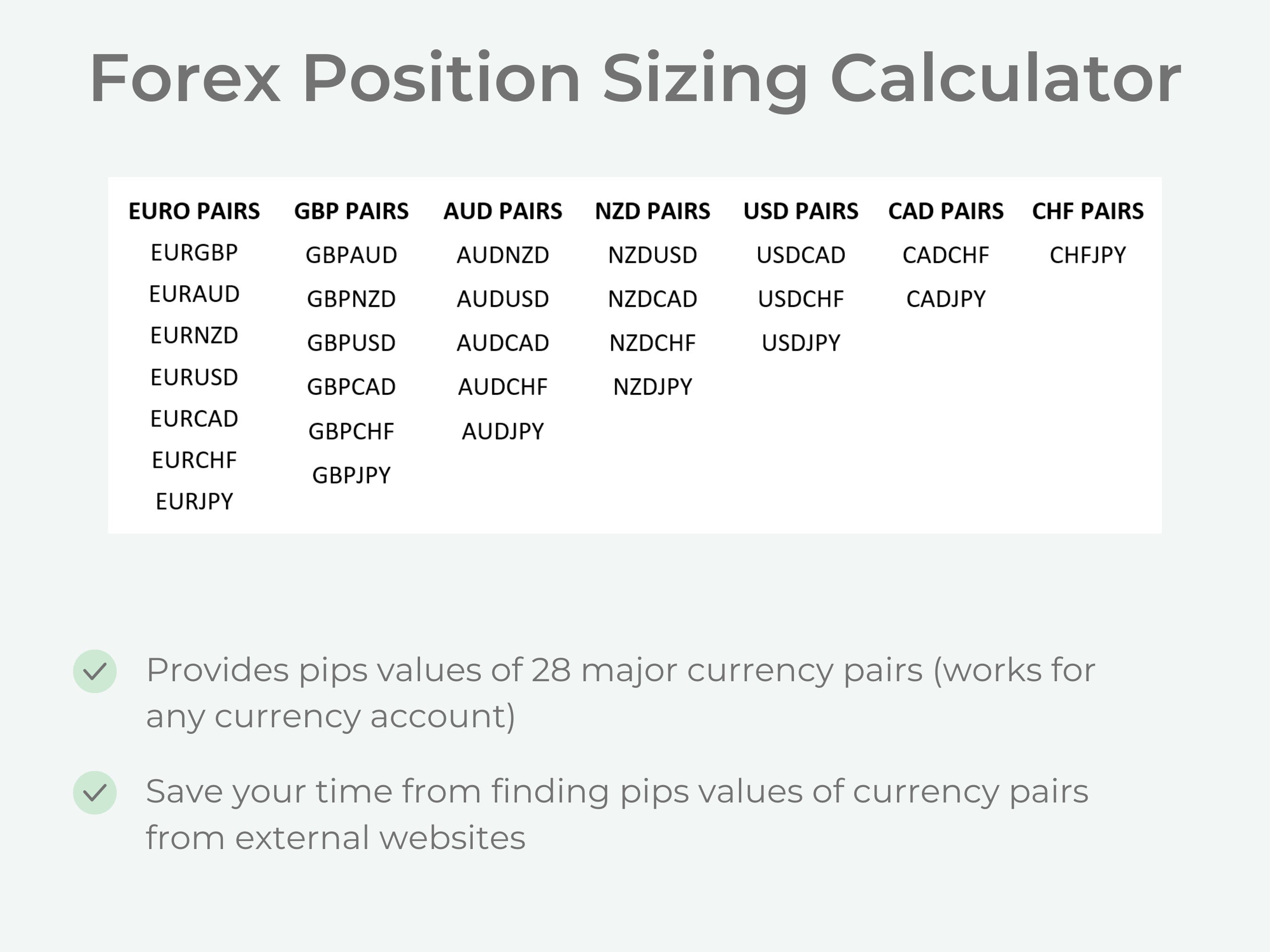 Forex Trading Journal + Position Sizing Calculator (excel / Numbers  Template) - Etsy Ireland