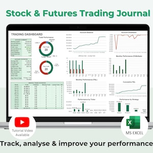 Dagboek voor aandelen en futures | Handelsdashboard | Handelsanalysegrafiek | Maandrapport | Calculator voor positiebepaling | Excel