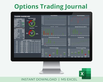 Dark Options Trading Journal: Trade Analysis Excel Dashboard (Digital Download)