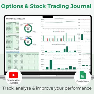 Handelsdagboek opties en aandelen | Handelsdashboard | Handelsanalysegrafiek | Maandelijks handelsrapport | Google Spreadsheets