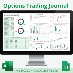 Options Trading Journal: Excel + Google Sheets Dashboard (Digital Download)