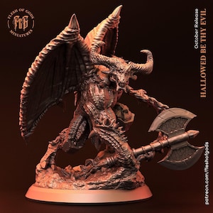Énorme miniature D&D Demon Boss / Pathfinder | Modèle RPG | Balor Boss de la collection Hallowed be thy Evil par Flesh Of Gods