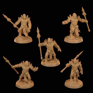 D&D Monkeyfolk/Apeling Spearmen Fighters | RPG Model | Gor'Kul Ragers with Glaives | by Dragon Trappers Lodge