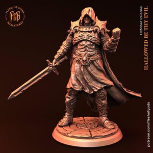 D&D Evil Fighter / Cleric / Warlock Miniature | RPG Model | Fallen Paladin from the Hallowed be thy Evil Collection - Flesh Of Gods