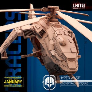 Cyberpunk MaxTac Helicopter with Gunners | RPG Model | Hyper Wasp by Unit9