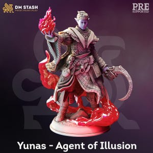 Brujo elfo de D&D / Hechicero / Modelo de rol / Yunas - Agente de la ilusión / por DM Stash