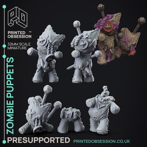 D&D Zombie Voodoo Dolls | RPG Model | Zombie Puppets 4 Pack | by Printed Obsession