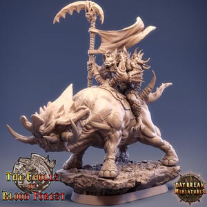 D&D Gnoll Scythe Barbarian / Mounted | RPG Model | Uglo Kree on Grinderwulf by Daybreak Miniatures