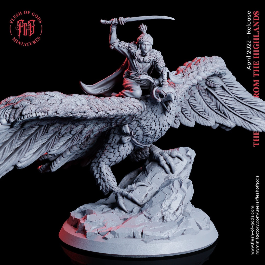 D&D Elf Eagle Rider Miniature RPG Model Highland Elf Eagle Rider by ...