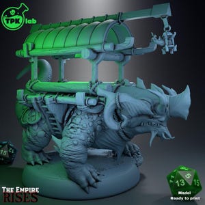 Montura de dragón D&D con carruaje de guerra / Modelo de rol / Dragón Gargantuesco de TPK LAB